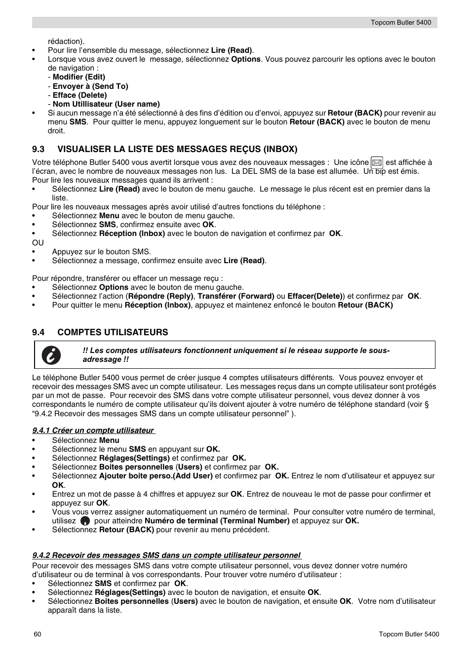 Topcom BUTLER 5400 User Manual | Page 60 / 112