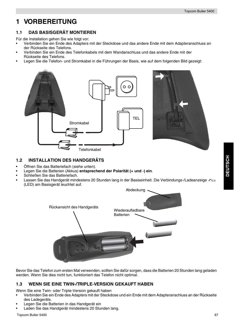 1 vorbereitung | Topcom BUTLER 5400 User Manual | Page 67 / 112