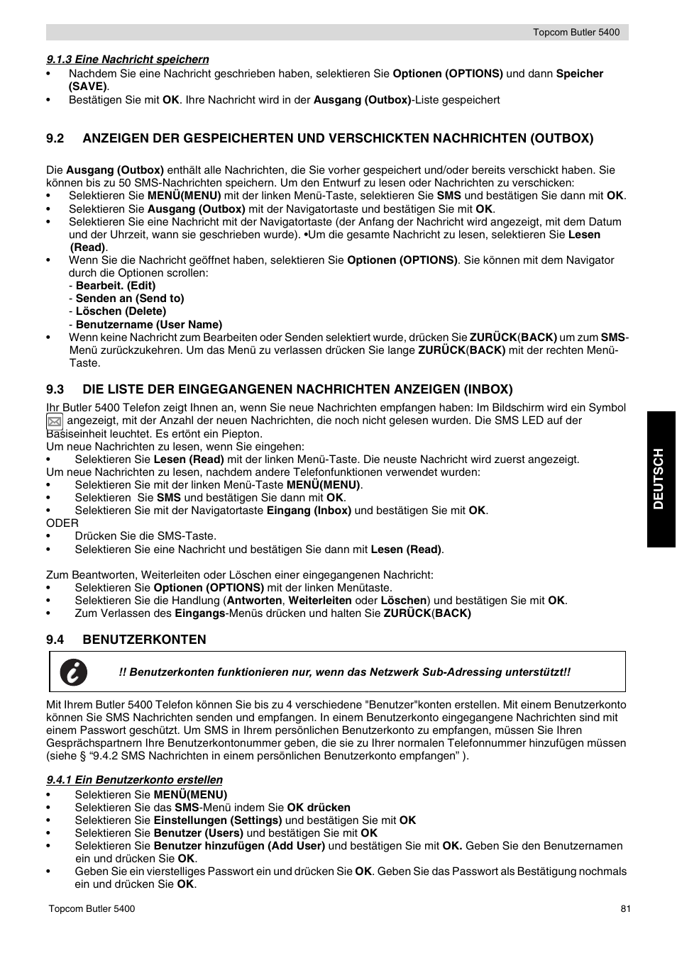 Topcom BUTLER 5400 User Manual | Page 81 / 112