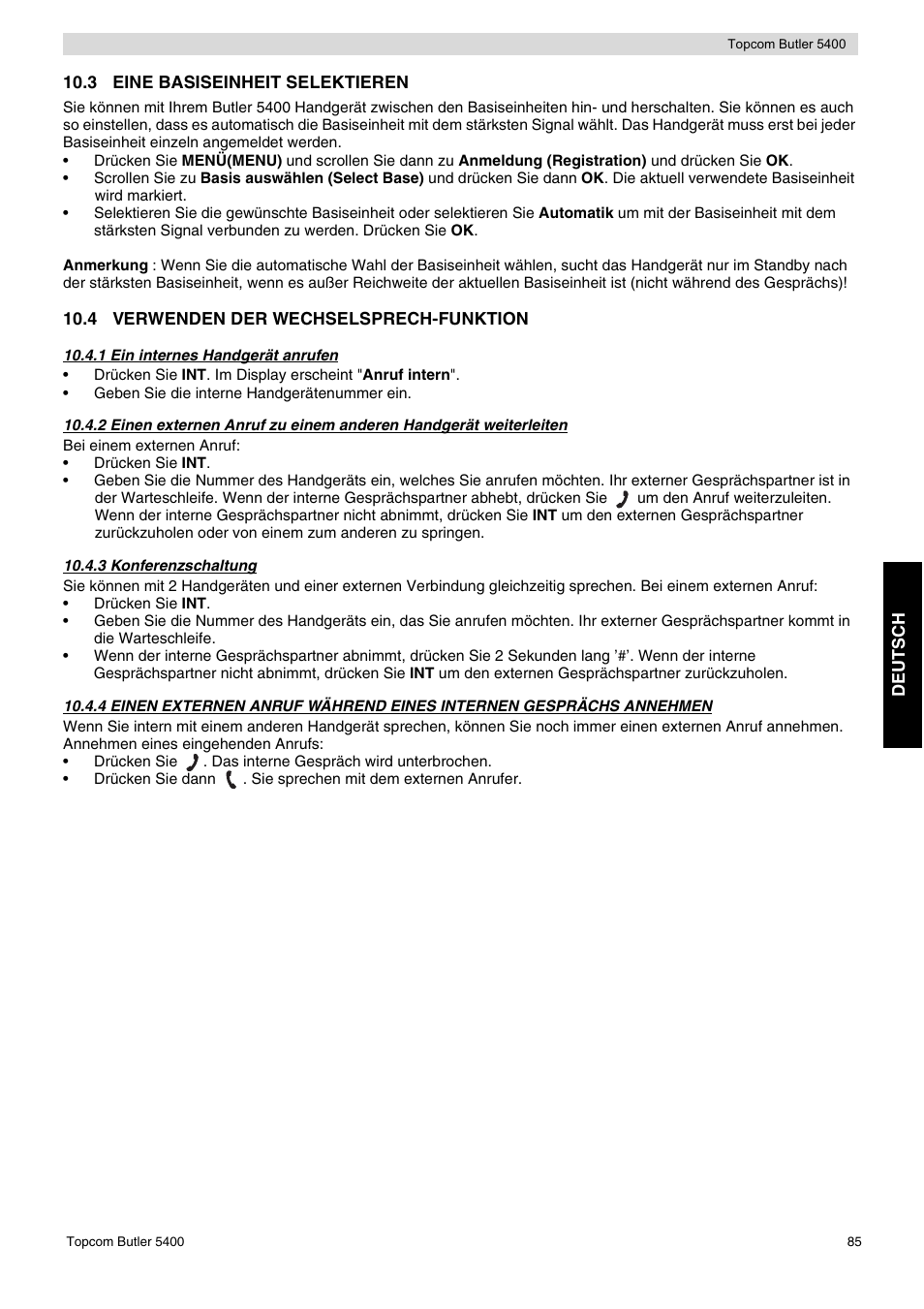 Topcom BUTLER 5400 User Manual | Page 85 / 112