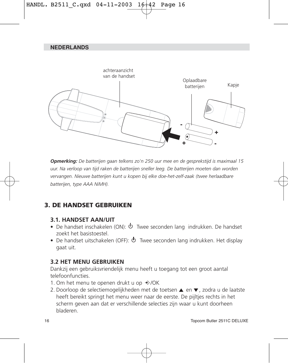 Topcom 2511C User Manual | Page 16 / 88