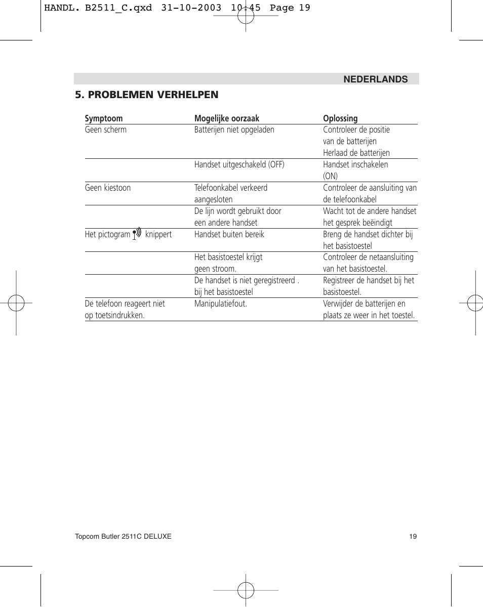 Topcom 2511C User Manual | Page 19 / 88
