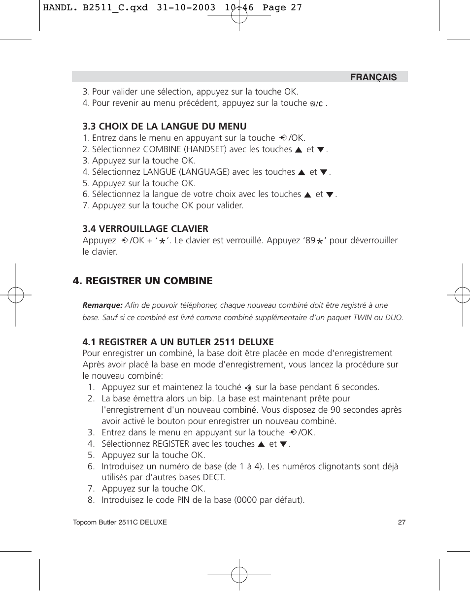 Topcom 2511C User Manual | Page 27 / 88