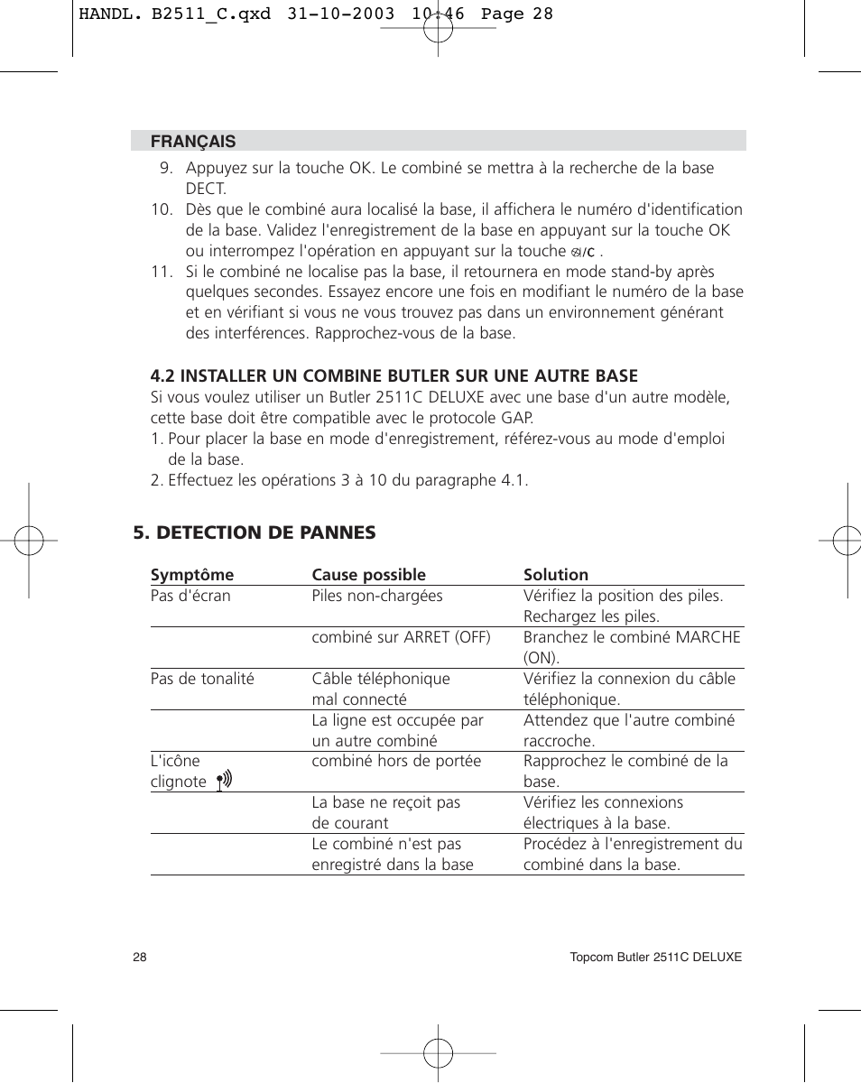 Topcom 2511C User Manual | Page 28 / 88