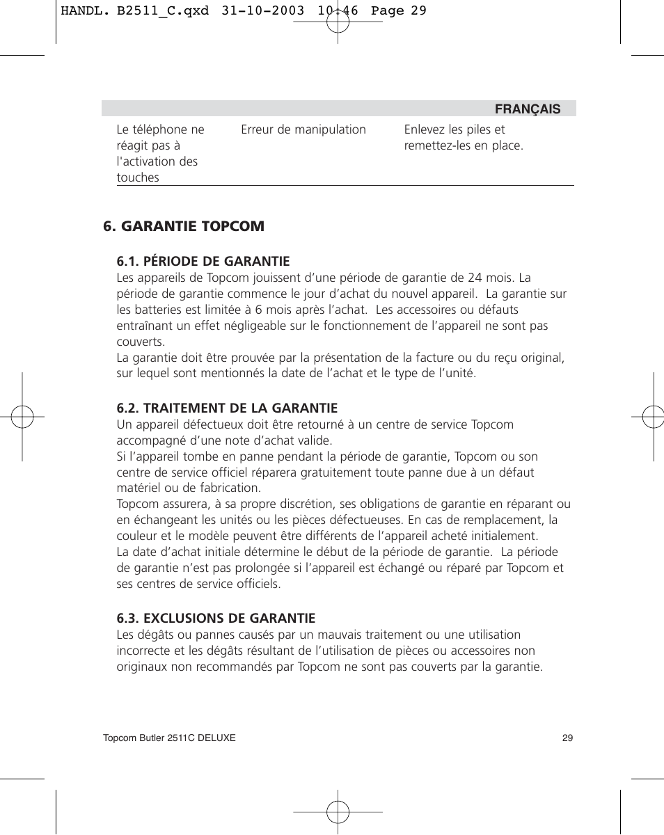 Topcom 2511C User Manual | Page 29 / 88