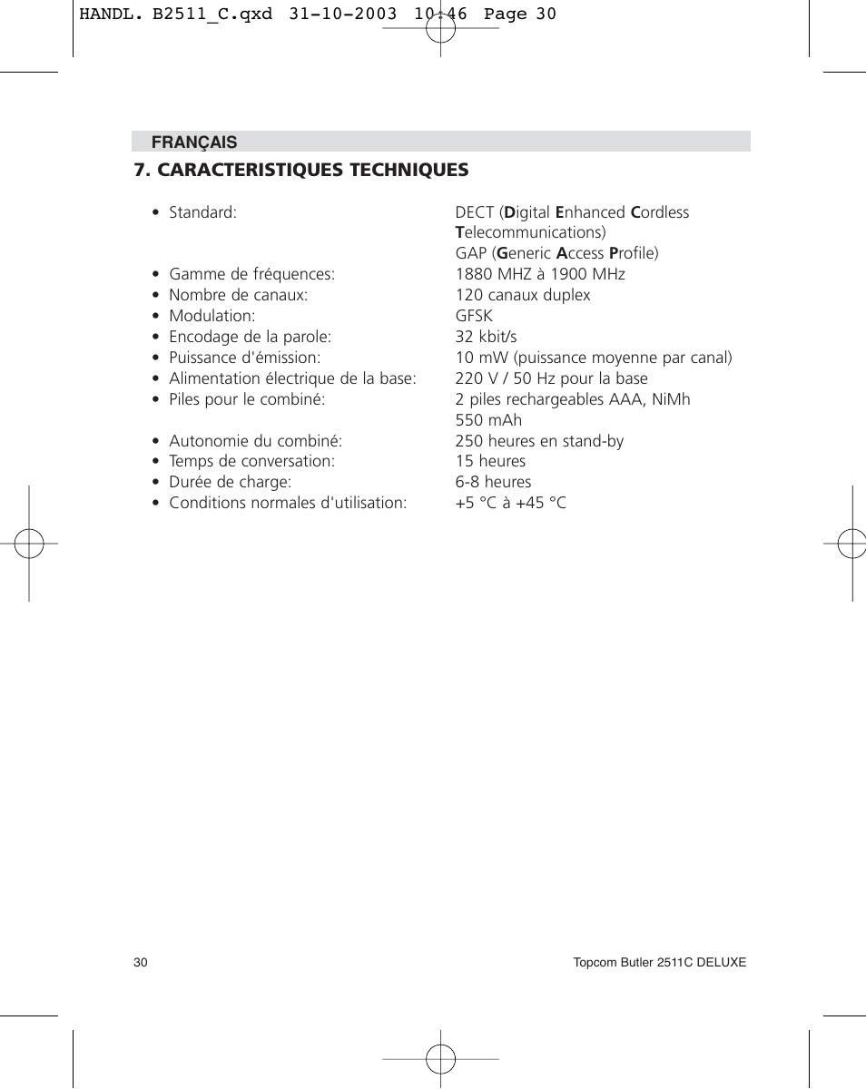 Topcom 2511C User Manual | Page 30 / 88