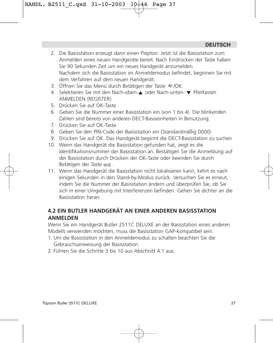 Topcom 2511C User Manual | Page 37 / 88