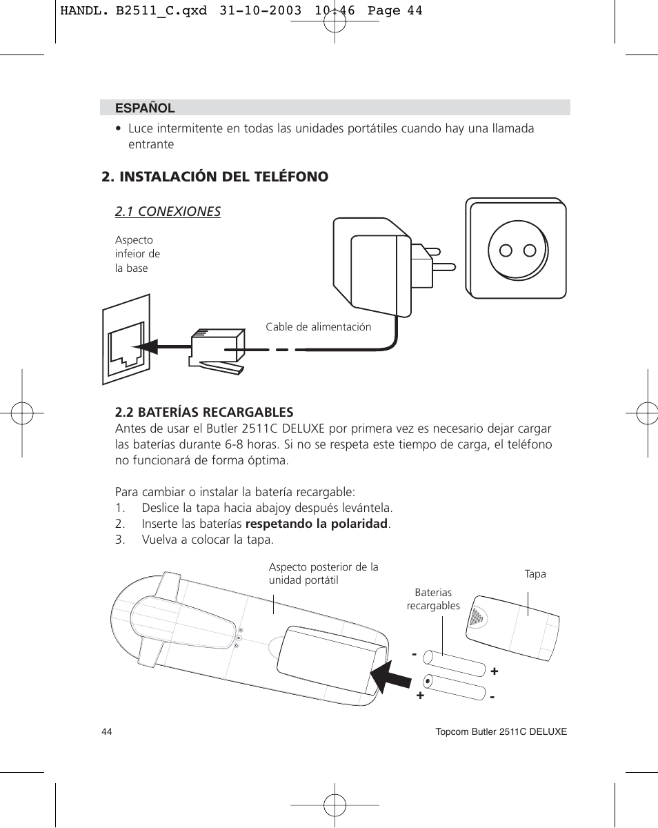 Topcom 2511C User Manual | Page 44 / 88