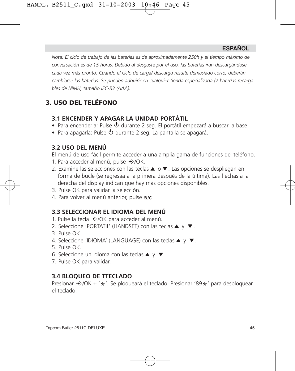 Topcom 2511C User Manual | Page 45 / 88