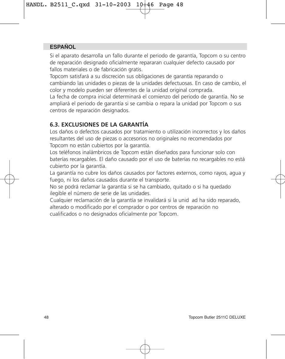 Topcom 2511C User Manual | Page 48 / 88