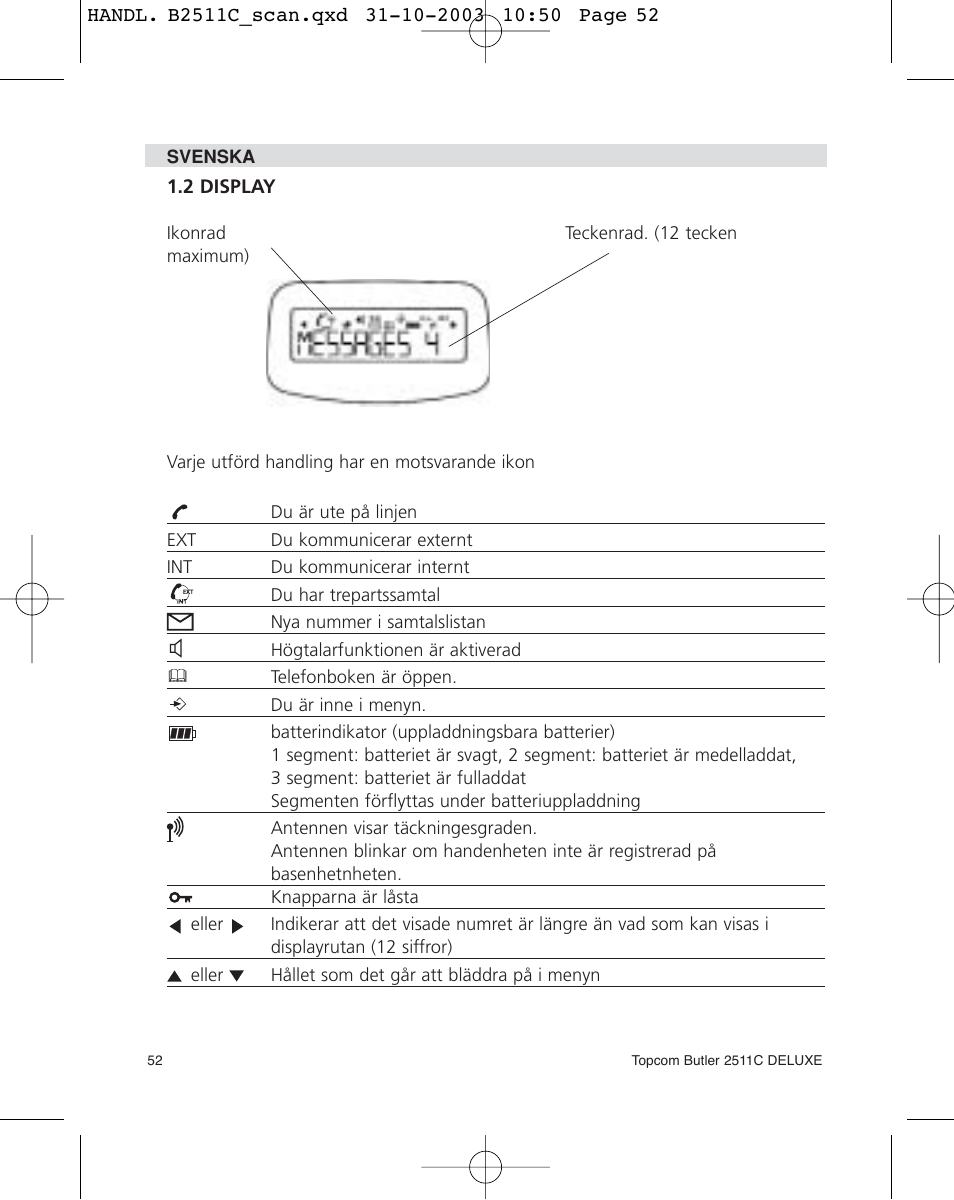Topcom 2511C User Manual | Page 52 / 88