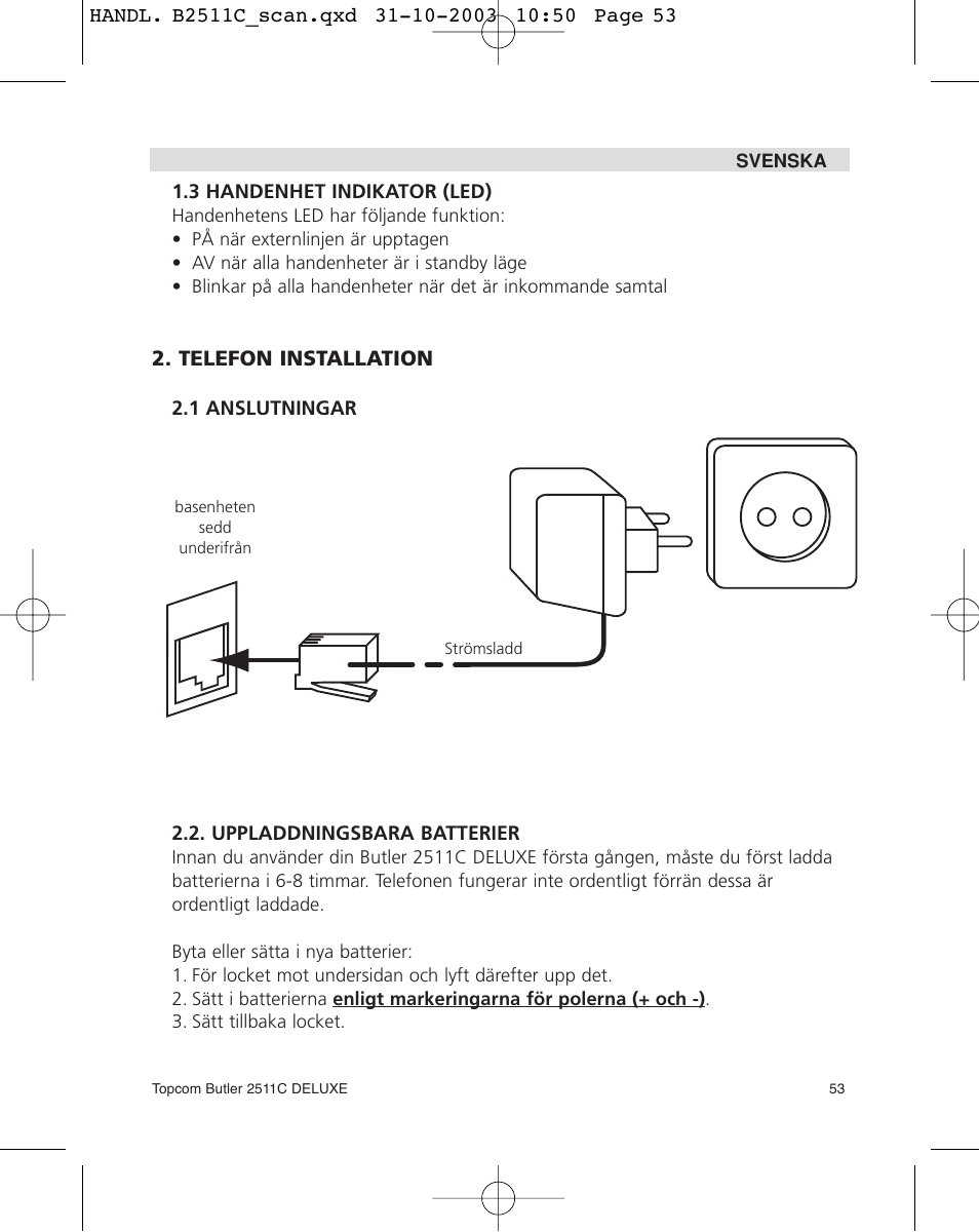 Topcom 2511C User Manual | Page 53 / 88