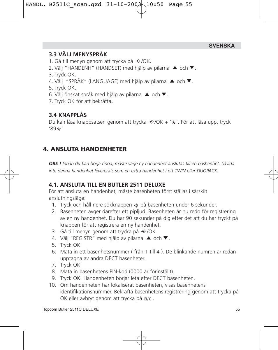 Topcom 2511C User Manual | Page 55 / 88