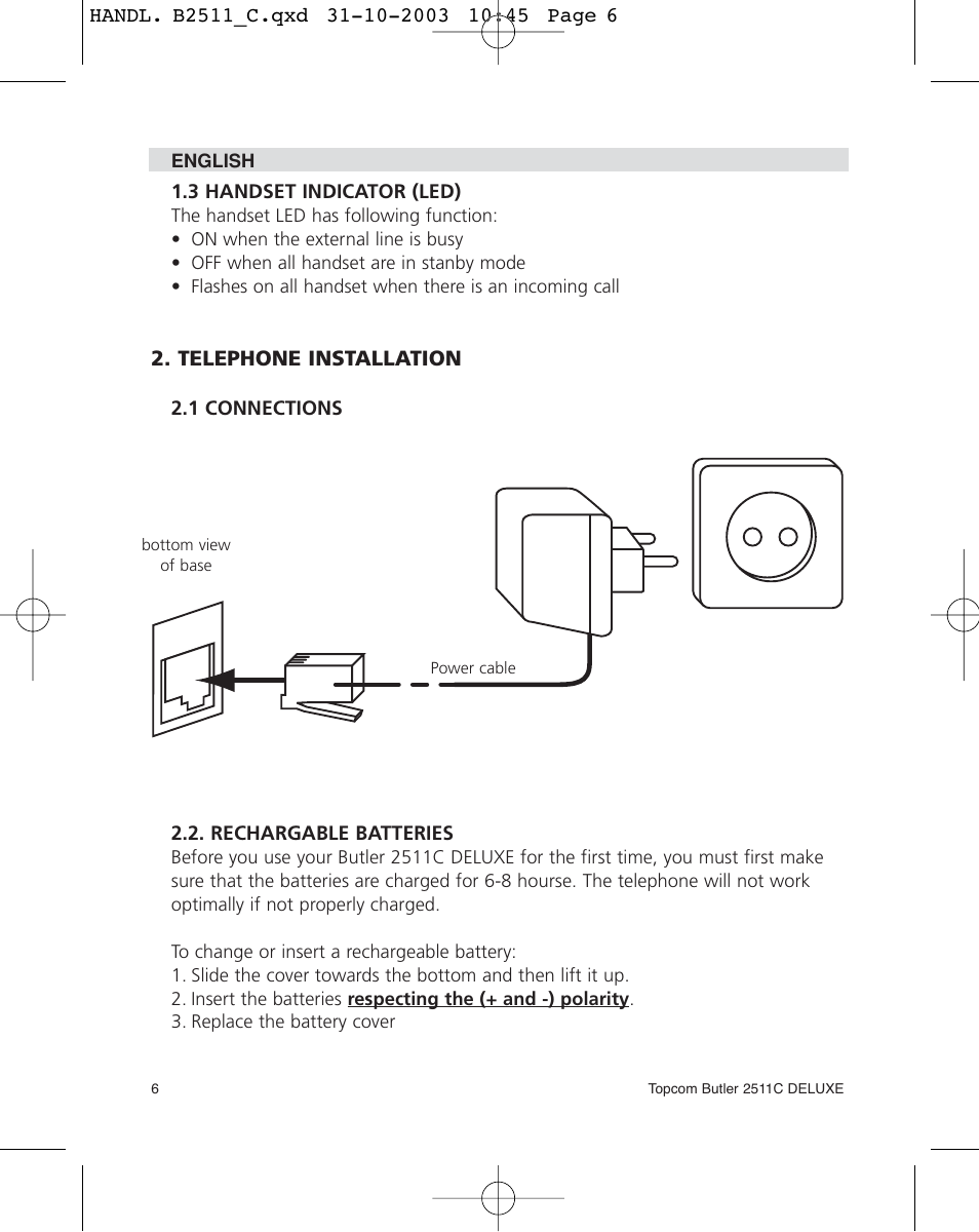 Topcom 2511C User Manual | Page 6 / 88