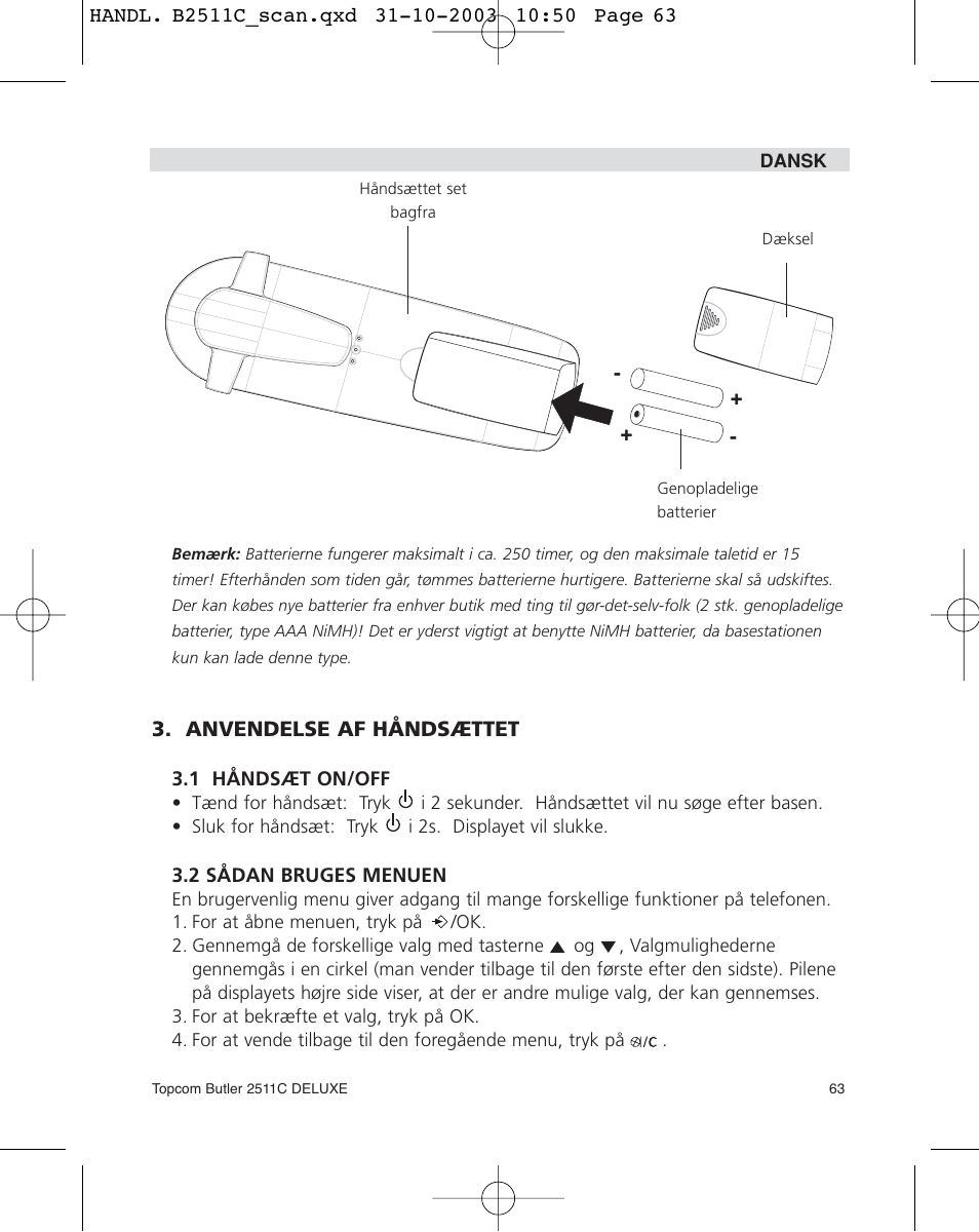 Topcom 2511C User Manual | Page 63 / 88