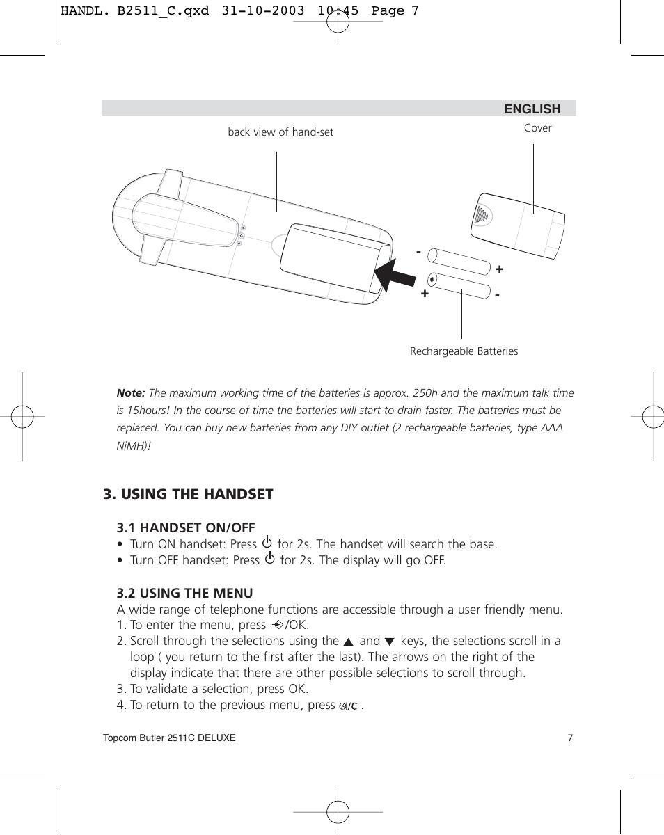 Topcom 2511C User Manual | Page 7 / 88