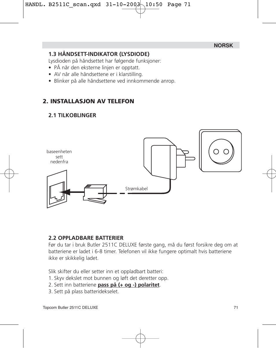 Topcom 2511C User Manual | Page 71 / 88