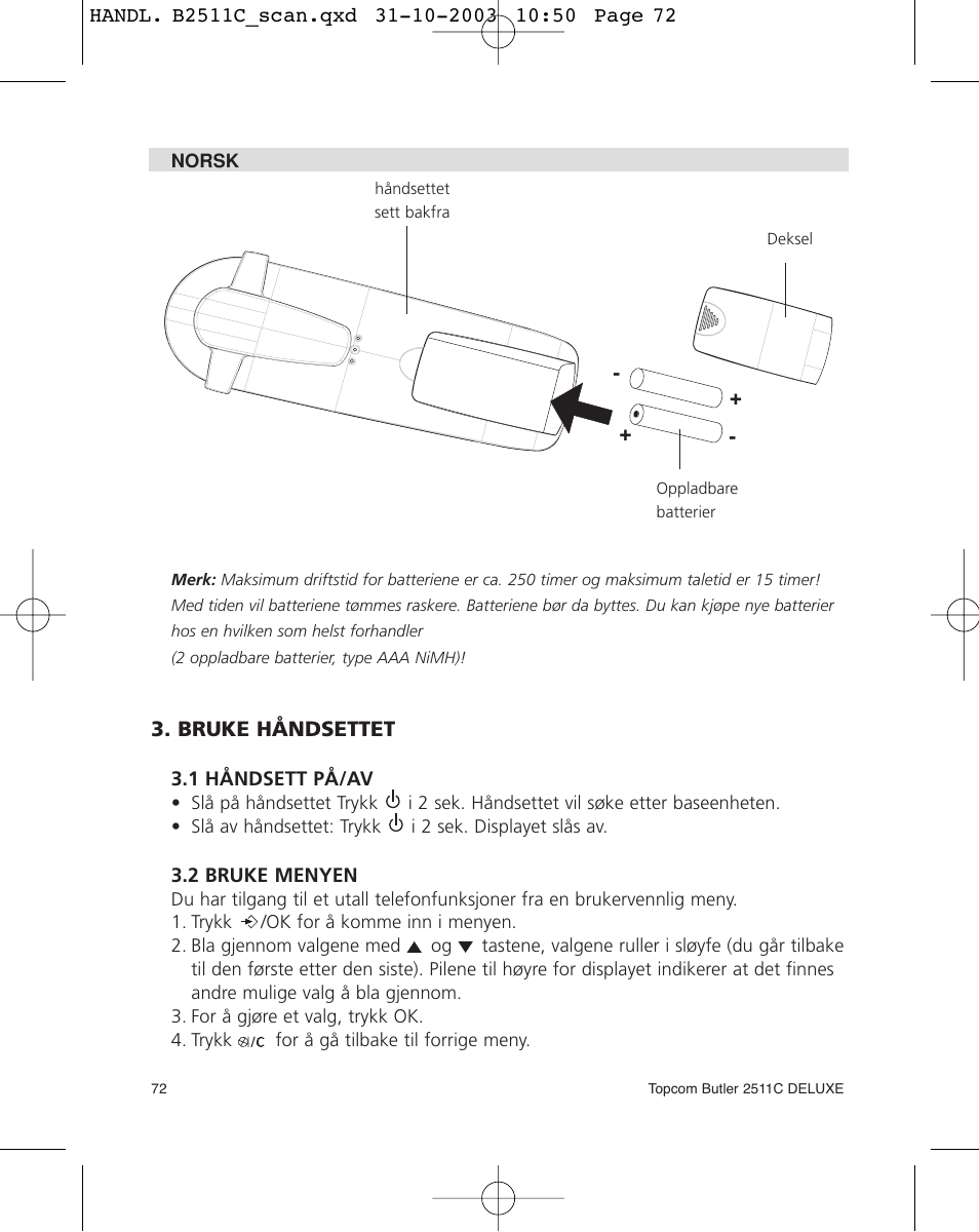 Topcom 2511C User Manual | Page 72 / 88