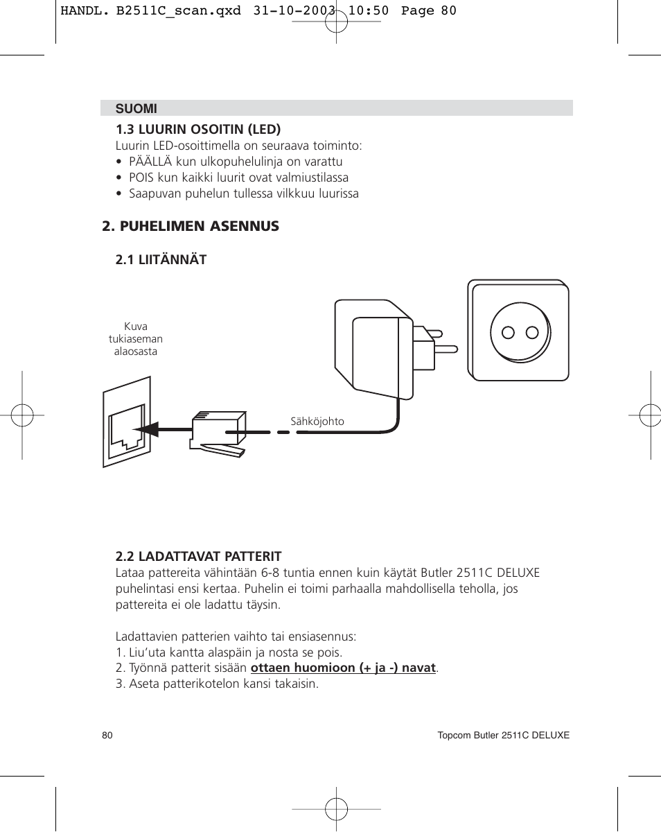 Topcom 2511C User Manual | Page 80 / 88