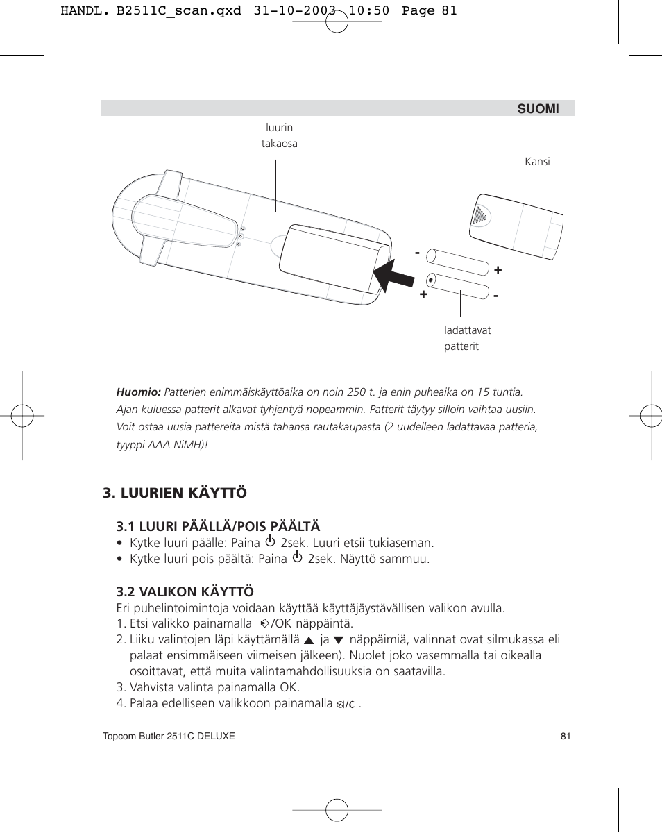 Topcom 2511C User Manual | Page 81 / 88