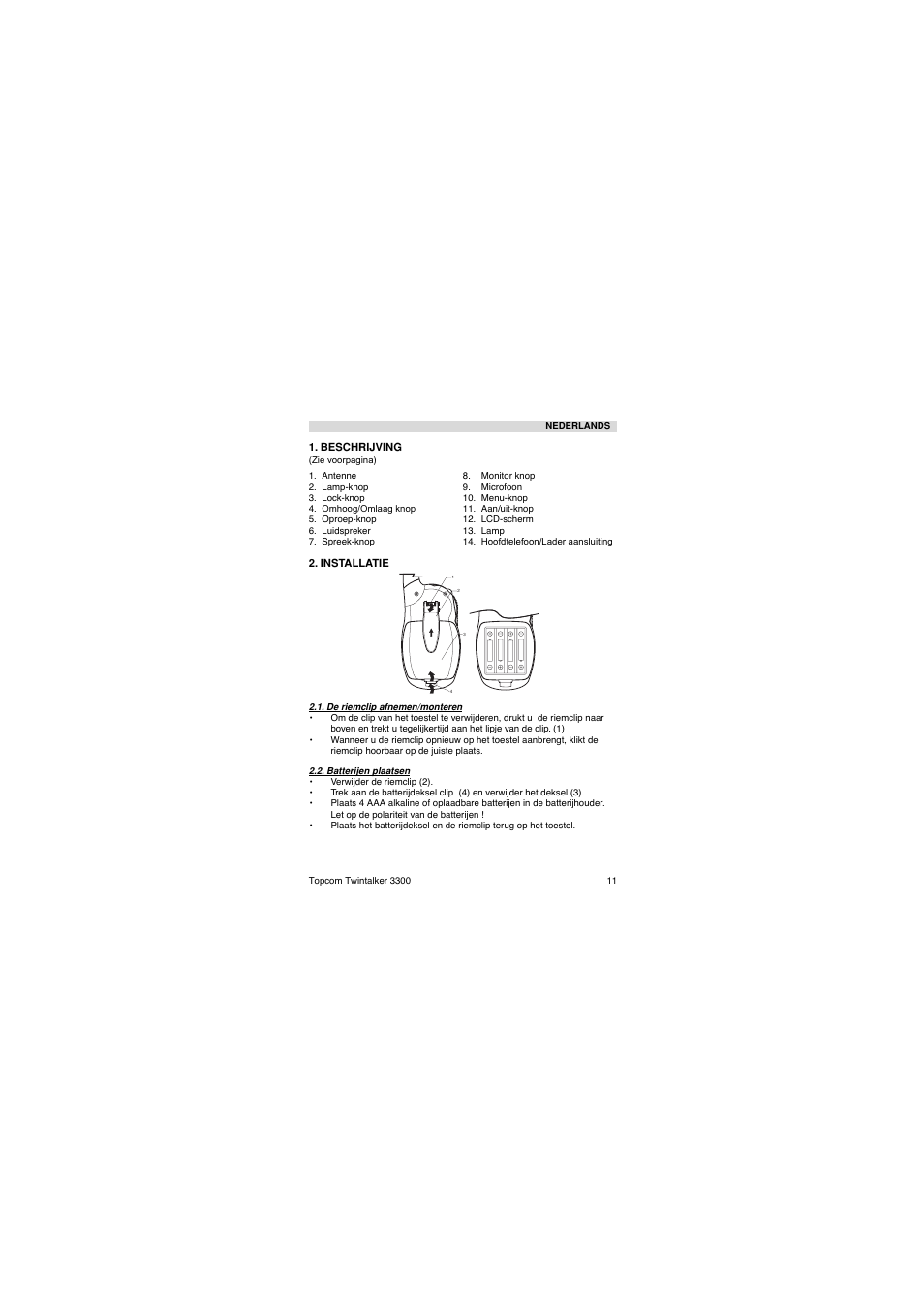 Topcom TwinTalker 3300 User Manual | Page 11 / 76