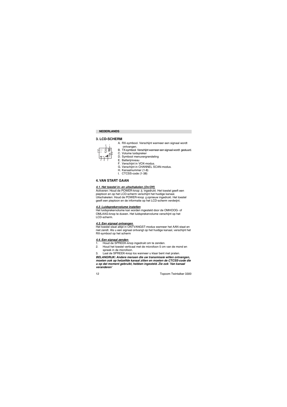 Topcom TwinTalker 3300 User Manual | Page 12 / 76