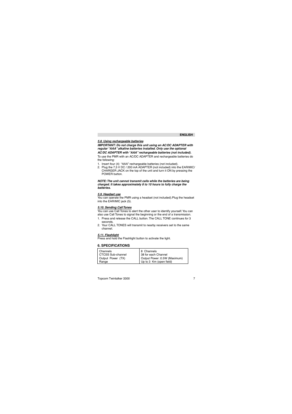 Topcom TwinTalker 3300 User Manual | Page 7 / 76