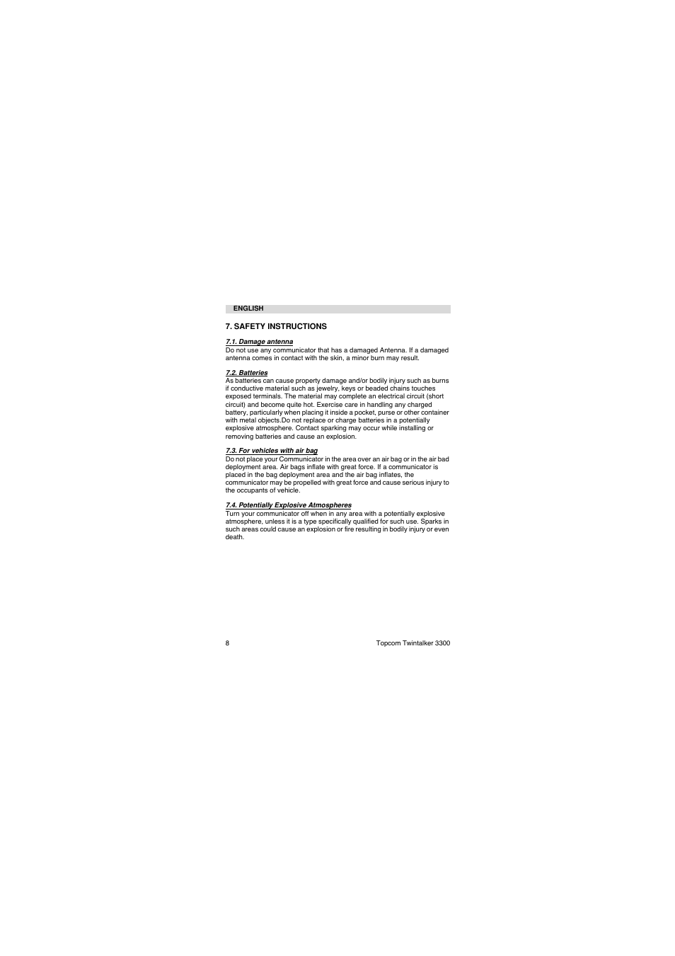 Topcom TwinTalker 3300 User Manual | Page 8 / 76