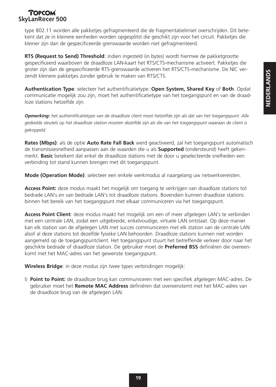 Skylanr, Cer 500 | Topcom Skylanr@cer 500 User Manual | Page 19 / 83