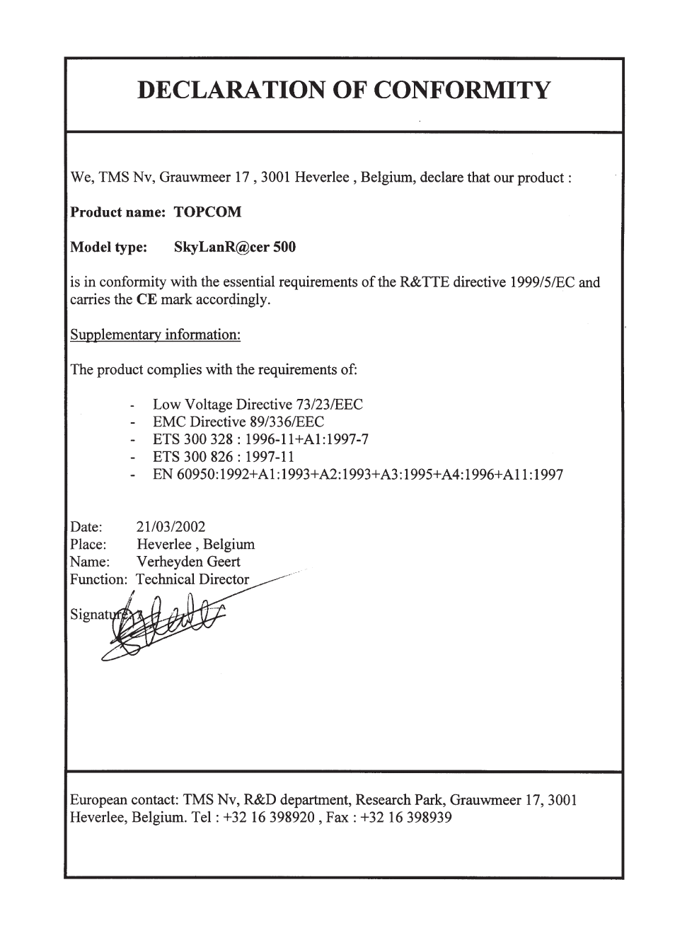 Topcom Skylanr@cer 500 User Manual | Page 2 / 83