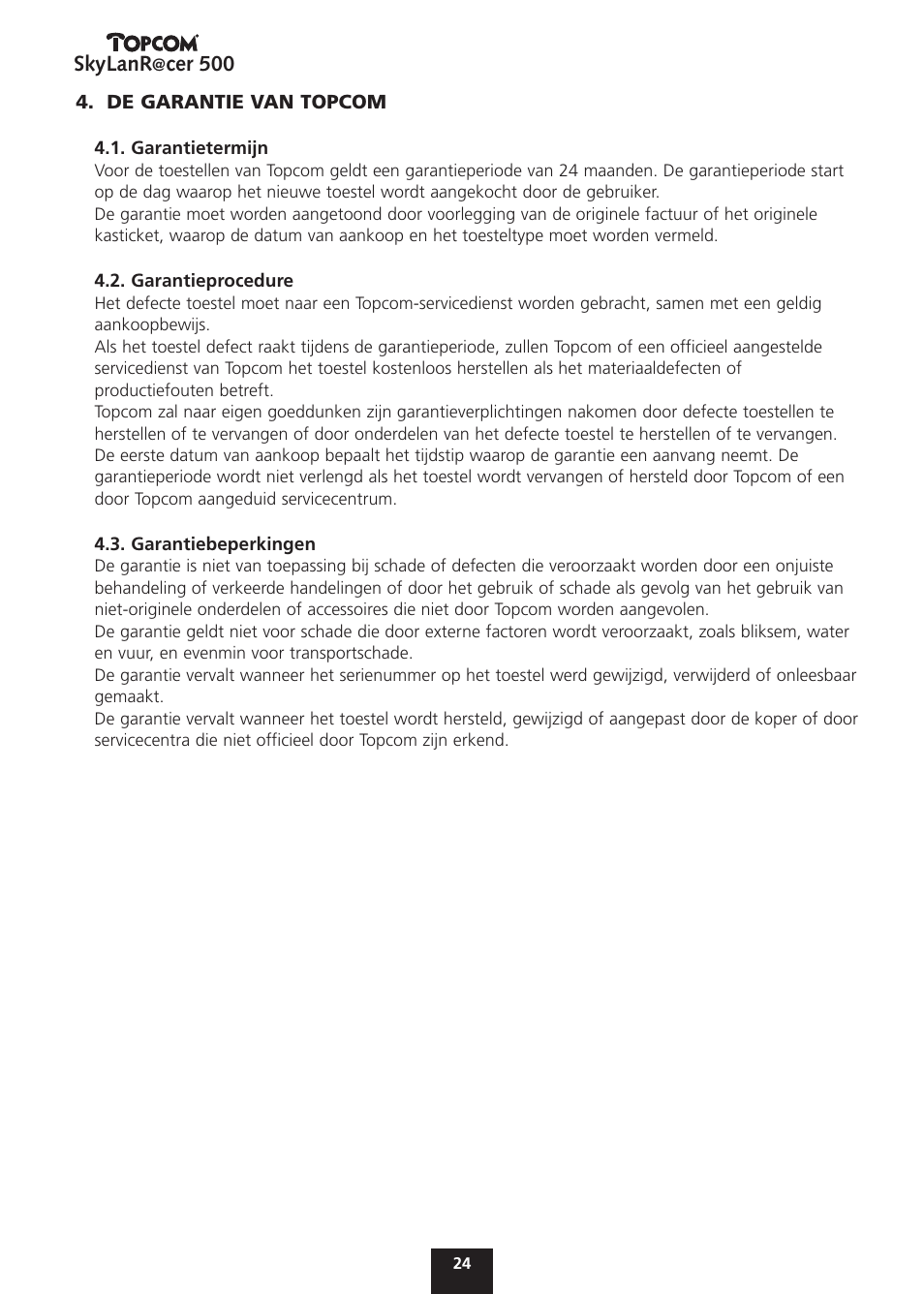 Topcom Skylanr@cer 500 User Manual | Page 24 / 83