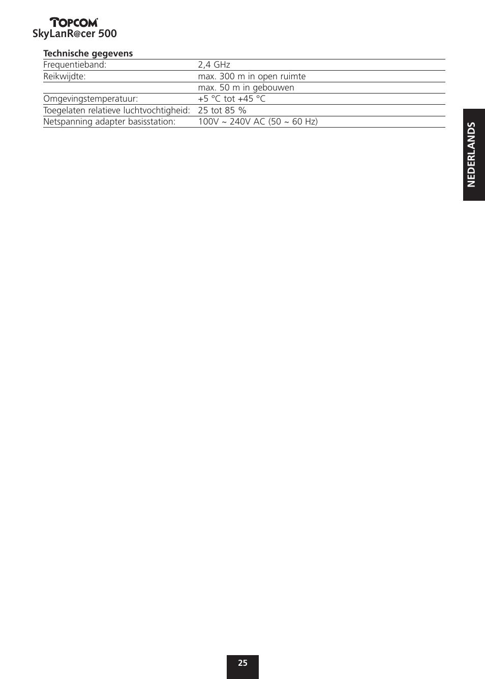 Skylanr, Cer 500 | Topcom Skylanr@cer 500 User Manual | Page 25 / 83