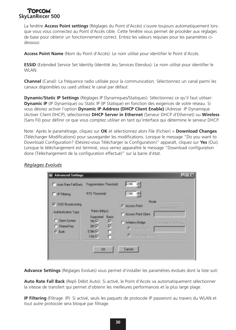 Skylanr, Cer 500 | Topcom Skylanr@cer 500 User Manual | Page 30 / 83