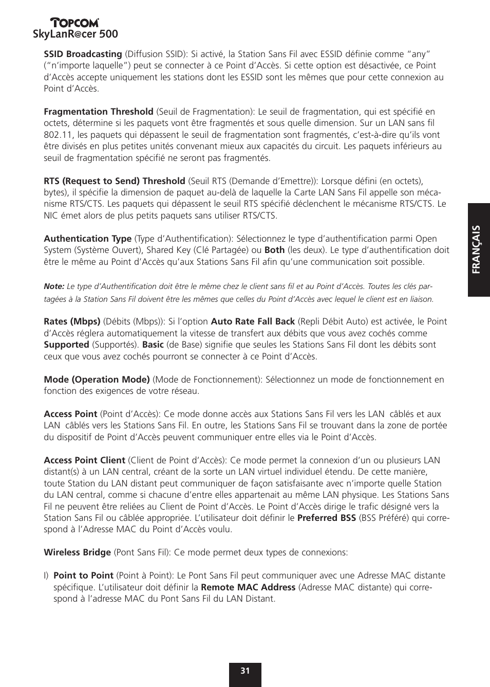 Skylanr, Cer 500 | Topcom Skylanr@cer 500 User Manual | Page 31 / 83