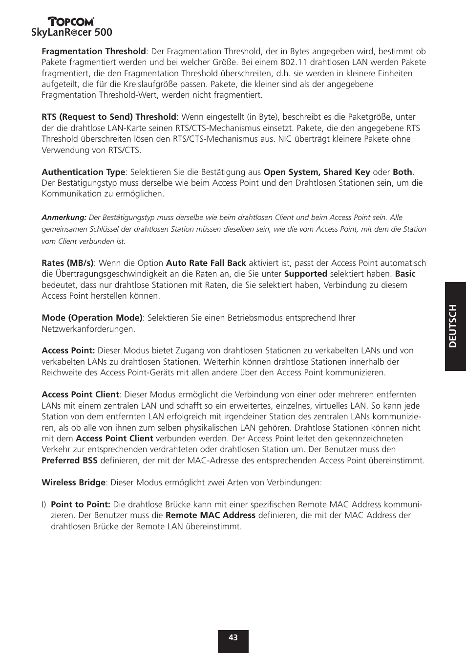 Skylanr, Cer 500 | Topcom Skylanr@cer 500 User Manual | Page 43 / 83