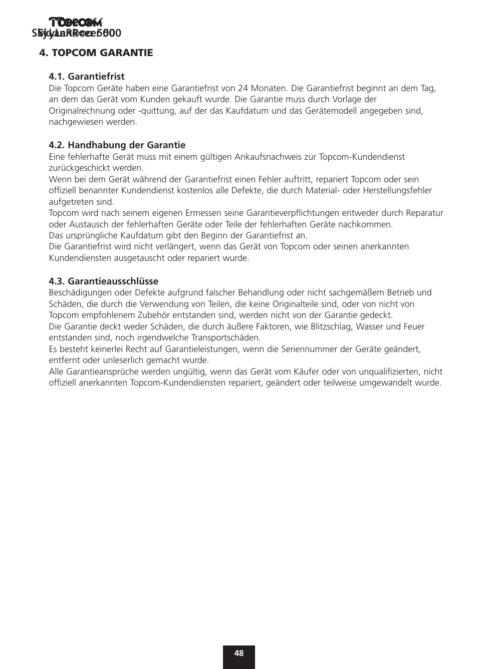 Topcom Skylanr@cer 500 User Manual | Page 48 / 83