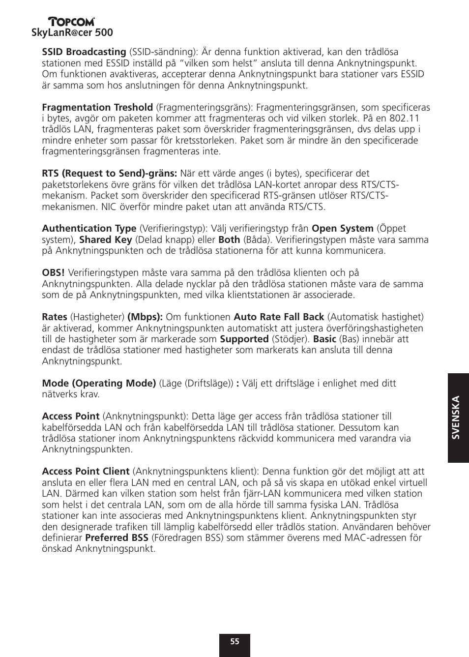 Topcom Skylanr@cer 500 User Manual | Page 55 / 83