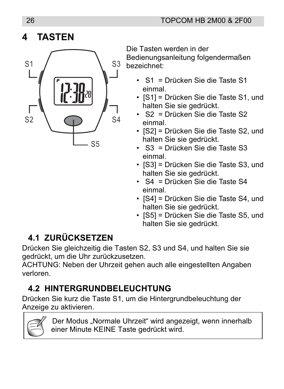 4tasten | Topcom HB 2F00 User Manual | Page 26 / 136