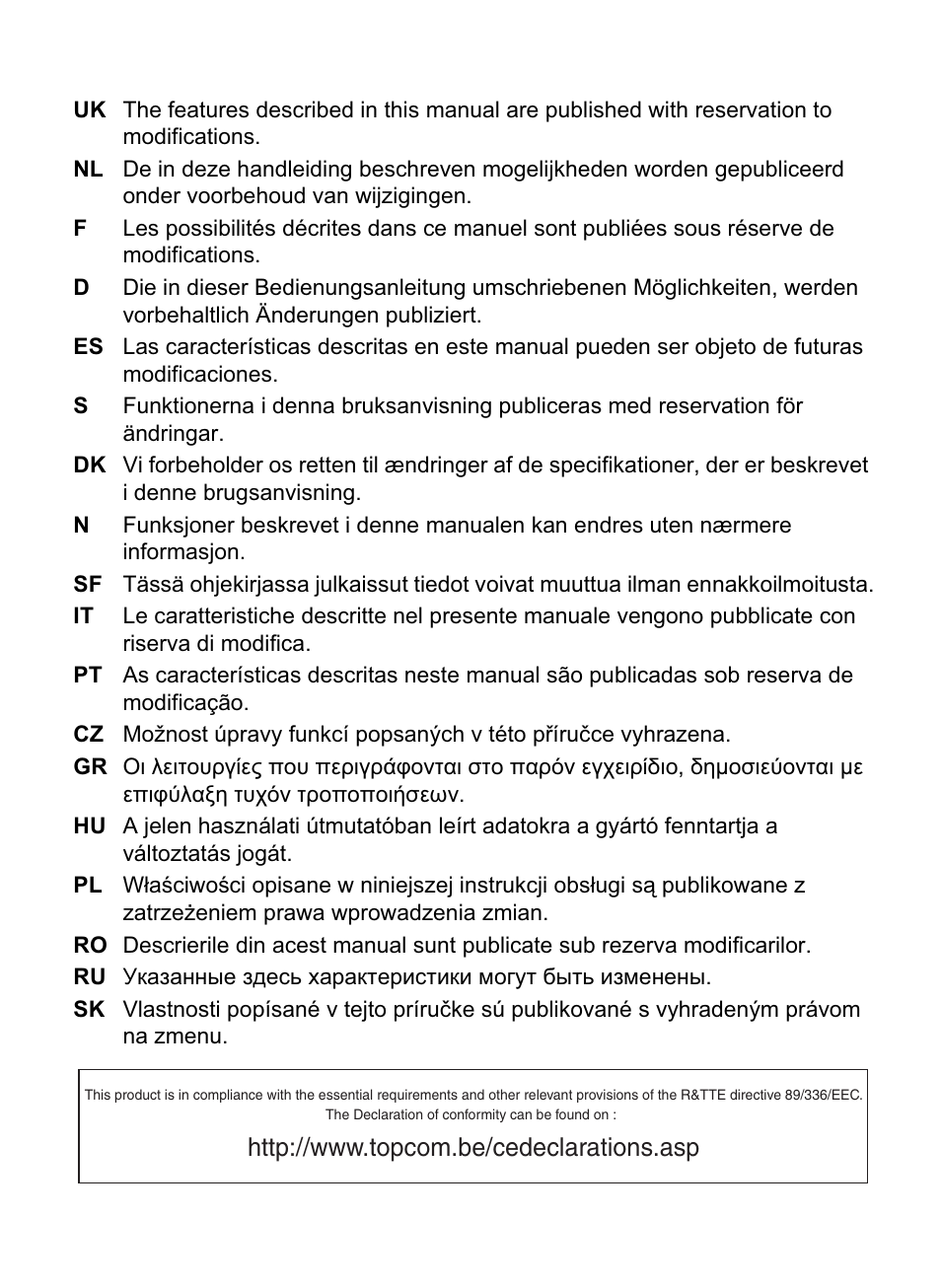Topcom HB 2F00 User Manual | Page 3 / 136