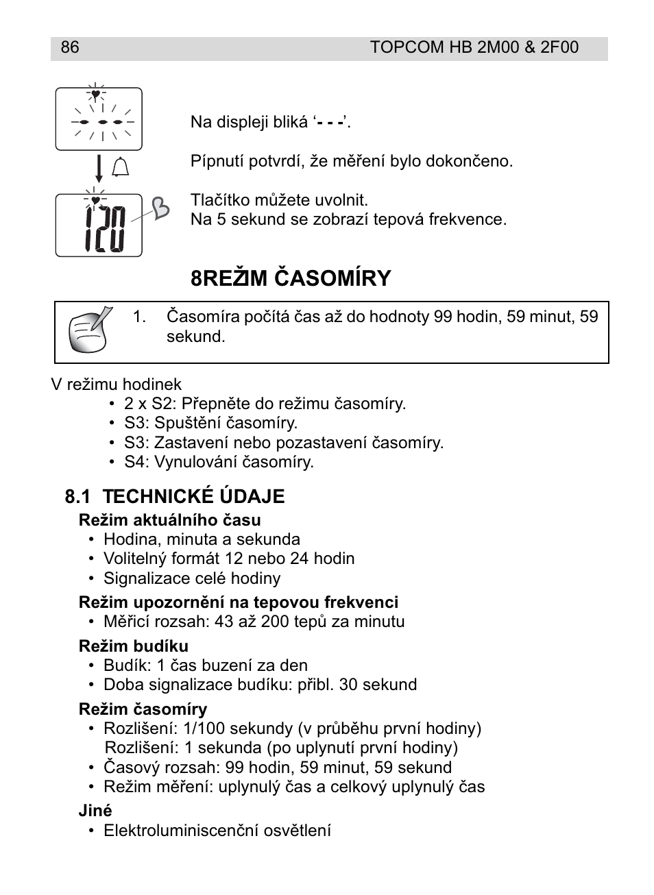 8režim ýasomíry | Topcom HB 2F00 User Manual | Page 86 / 136