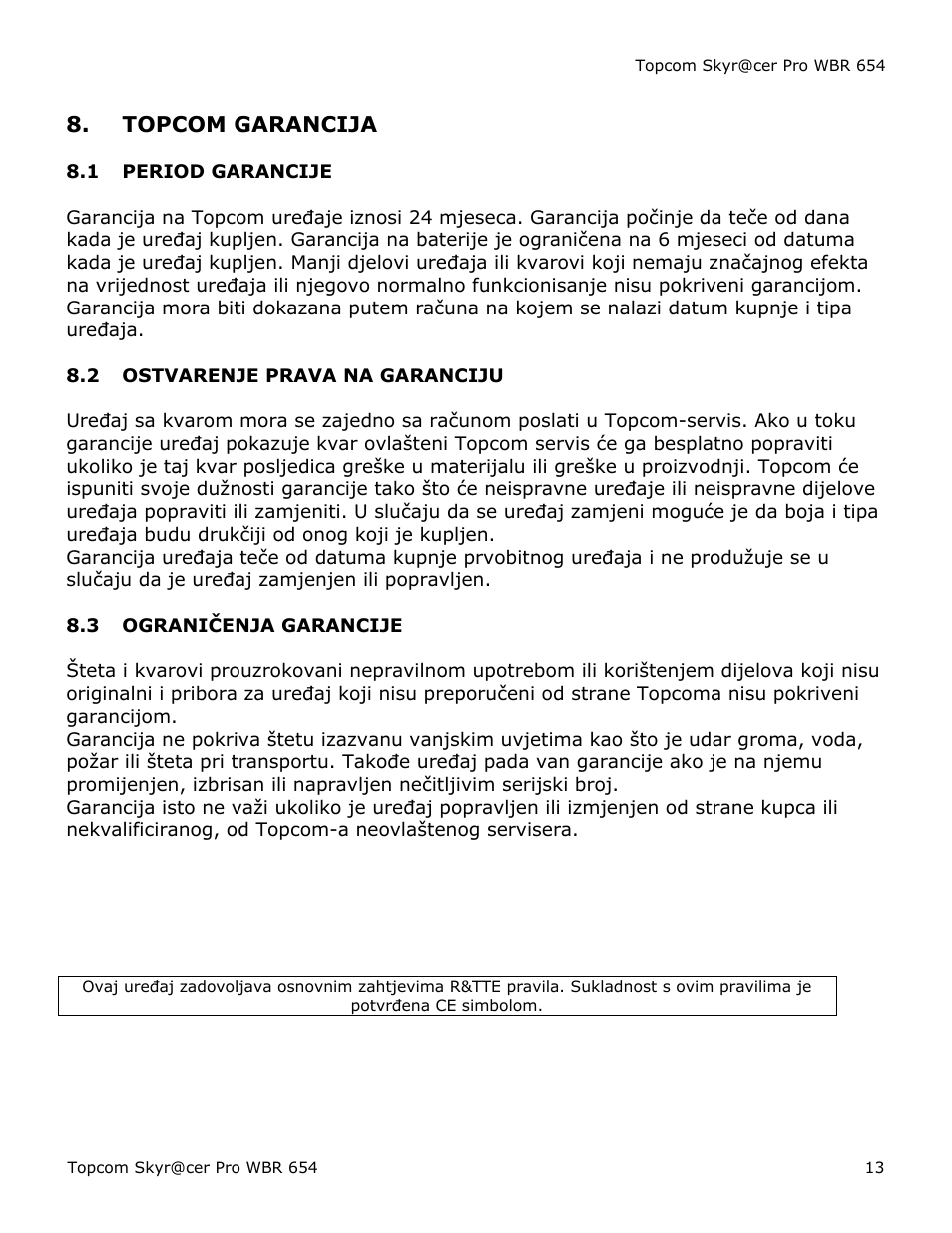 Topcom Skyr@cer PRO WBR 654 User Manual | Page 13 / 13