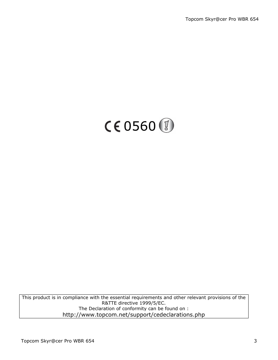 Topcom Skyr@cer PRO WBR 654 User Manual | Page 3 / 13