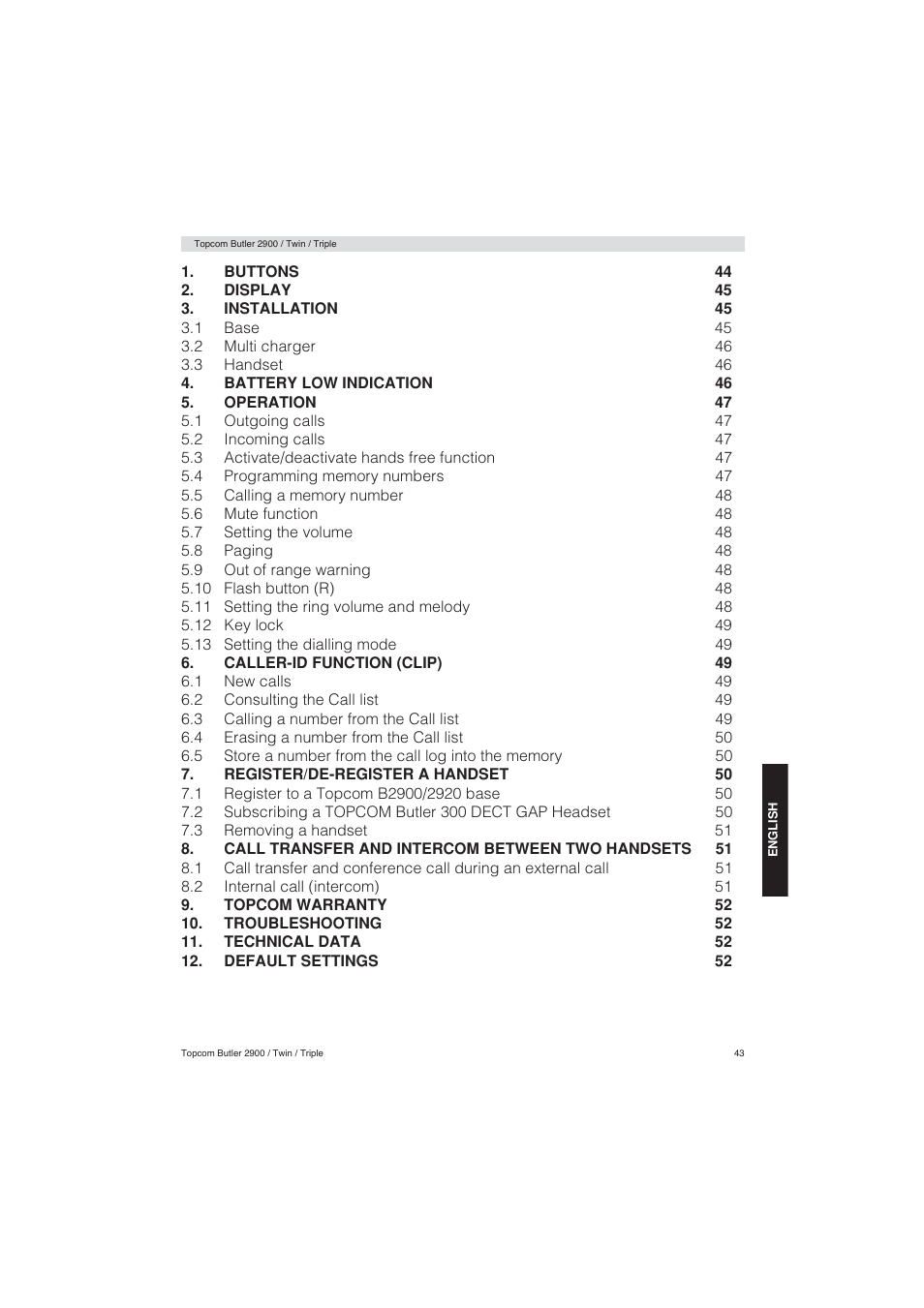 Topcom BUTLER 2900 User Manual | Page 43 / 56