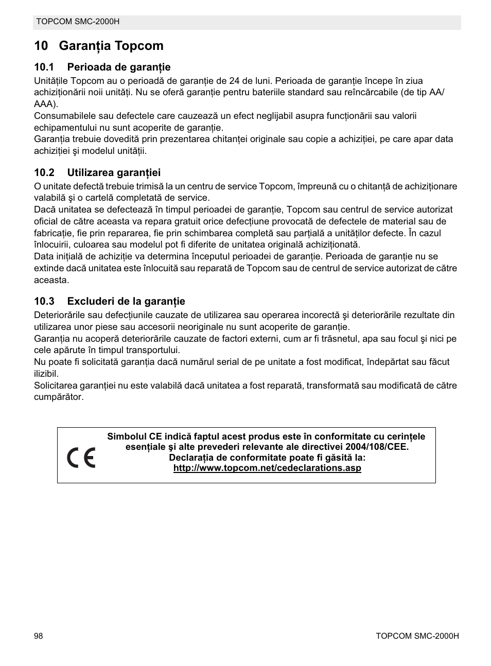 10 garanġia topcom | Topcom SMC-2000H User Manual | Page 98 / 108