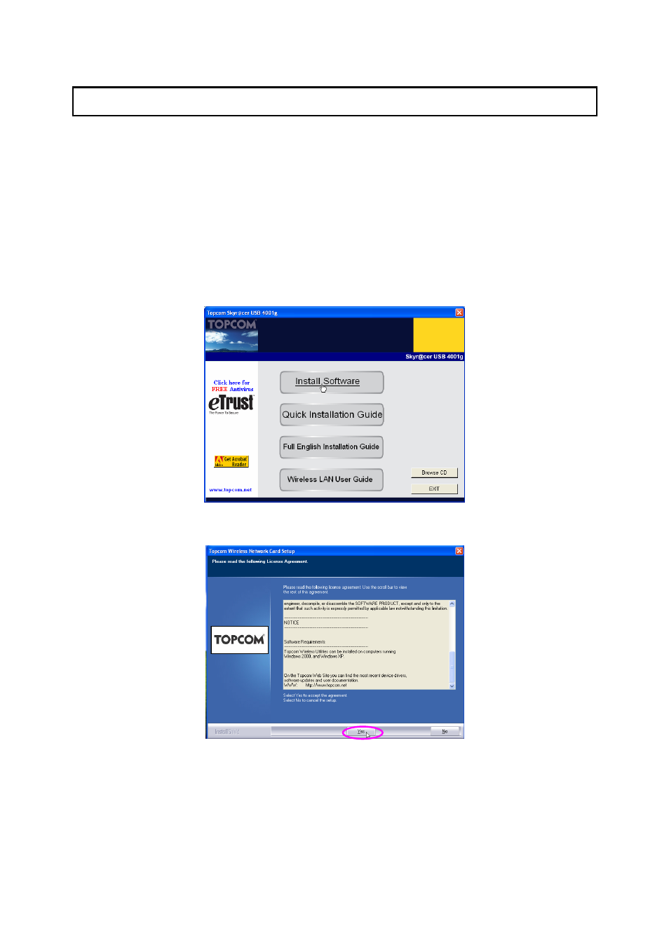 2 installation procedure | Topcom SKYR@CER USB 4001G User Manual | Page 7 / 30