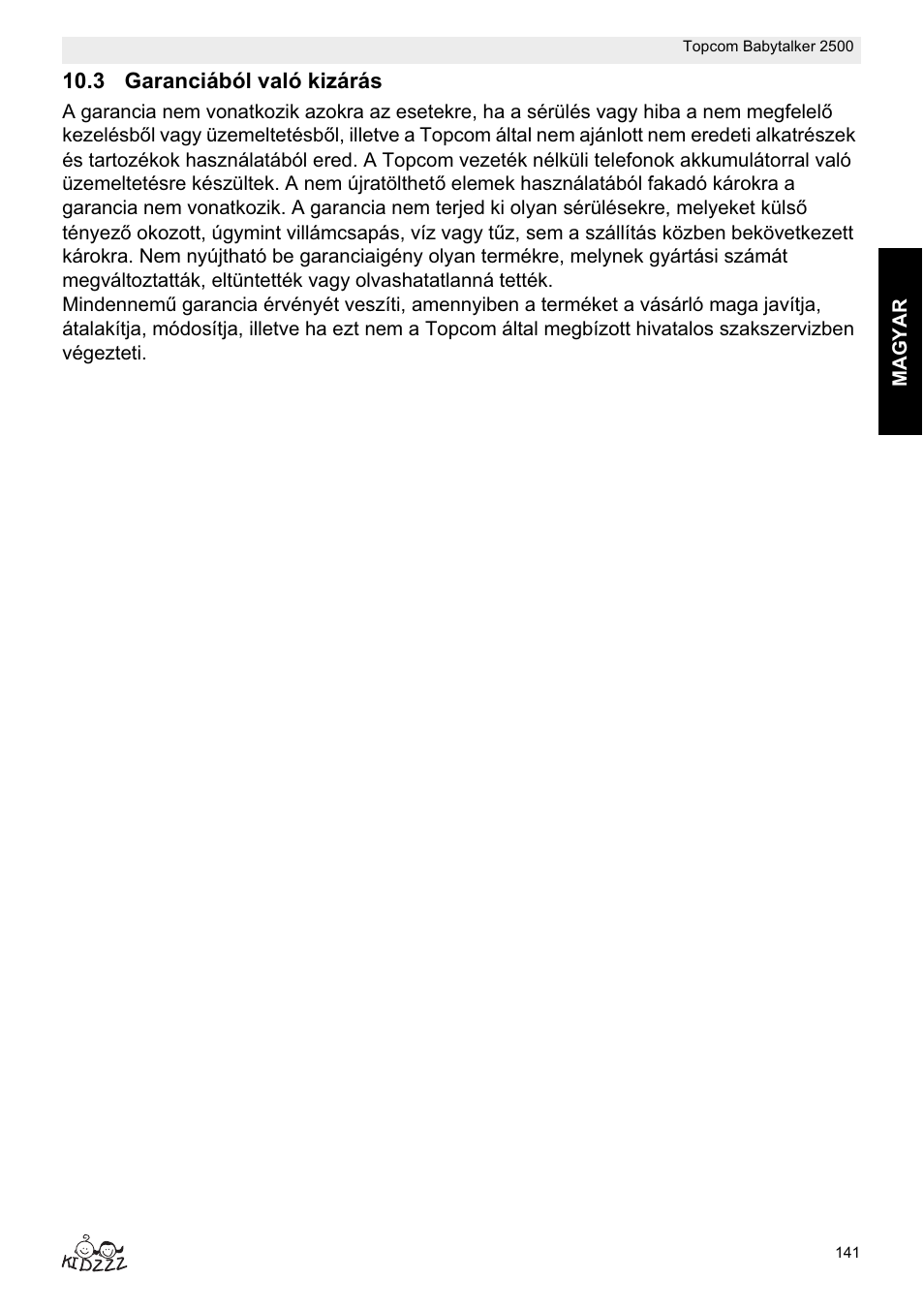 Topcom BABYTALKER 2500 User Manual | Page 141 / 166