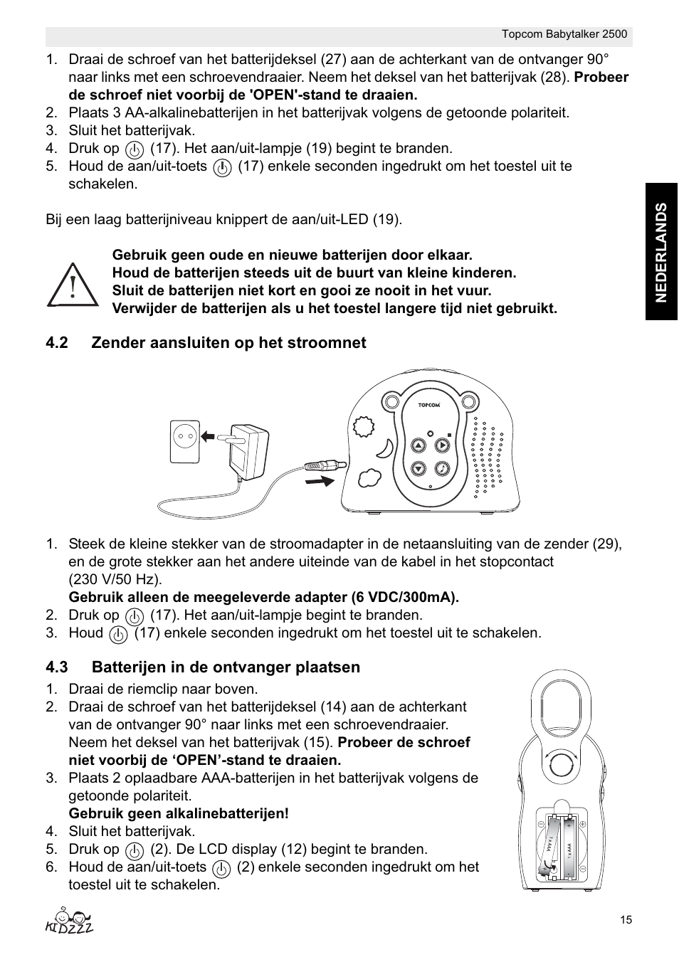 Topcom BABYTALKER 2500 User Manual | Page 15 / 166