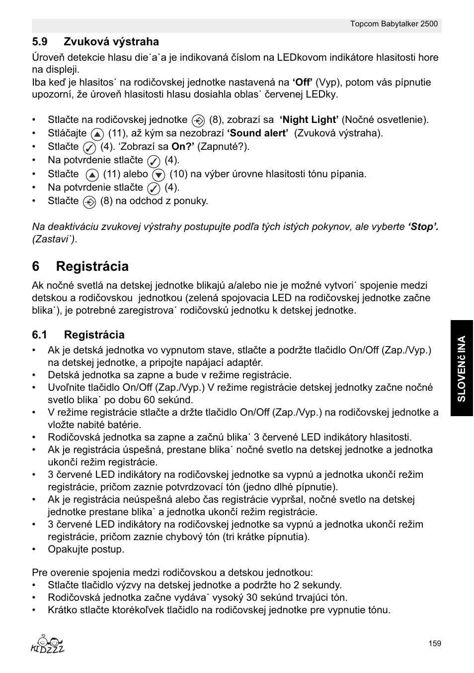 6registrácia | Topcom BABYTALKER 2500 User Manual | Page 159 / 166
