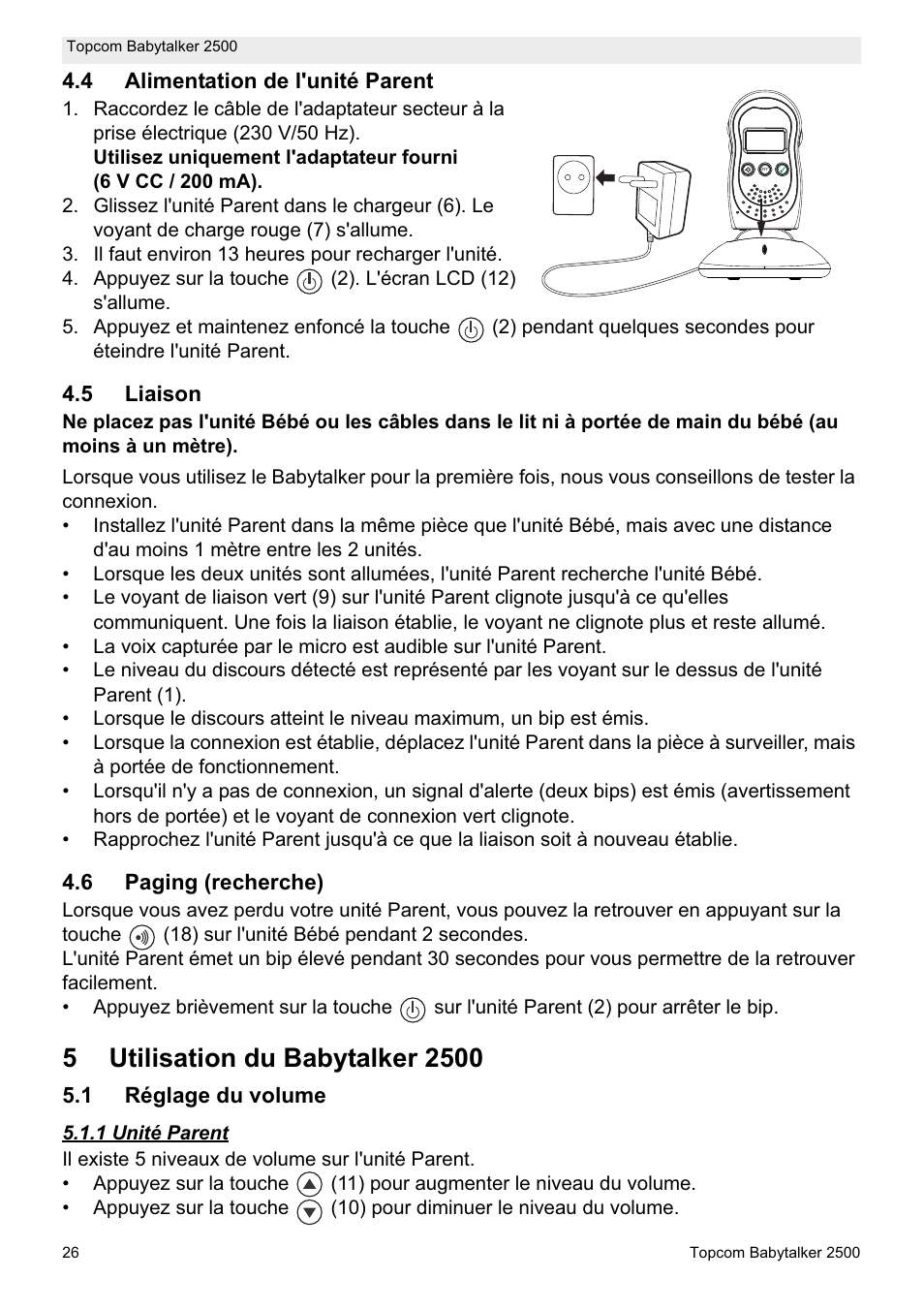 Topcom BABYTALKER 2500 User Manual | Page 26 / 166