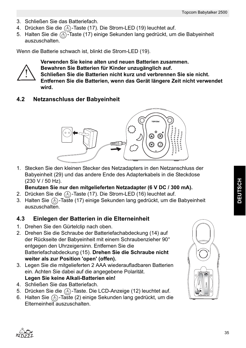 Topcom BABYTALKER 2500 User Manual | Page 35 / 166